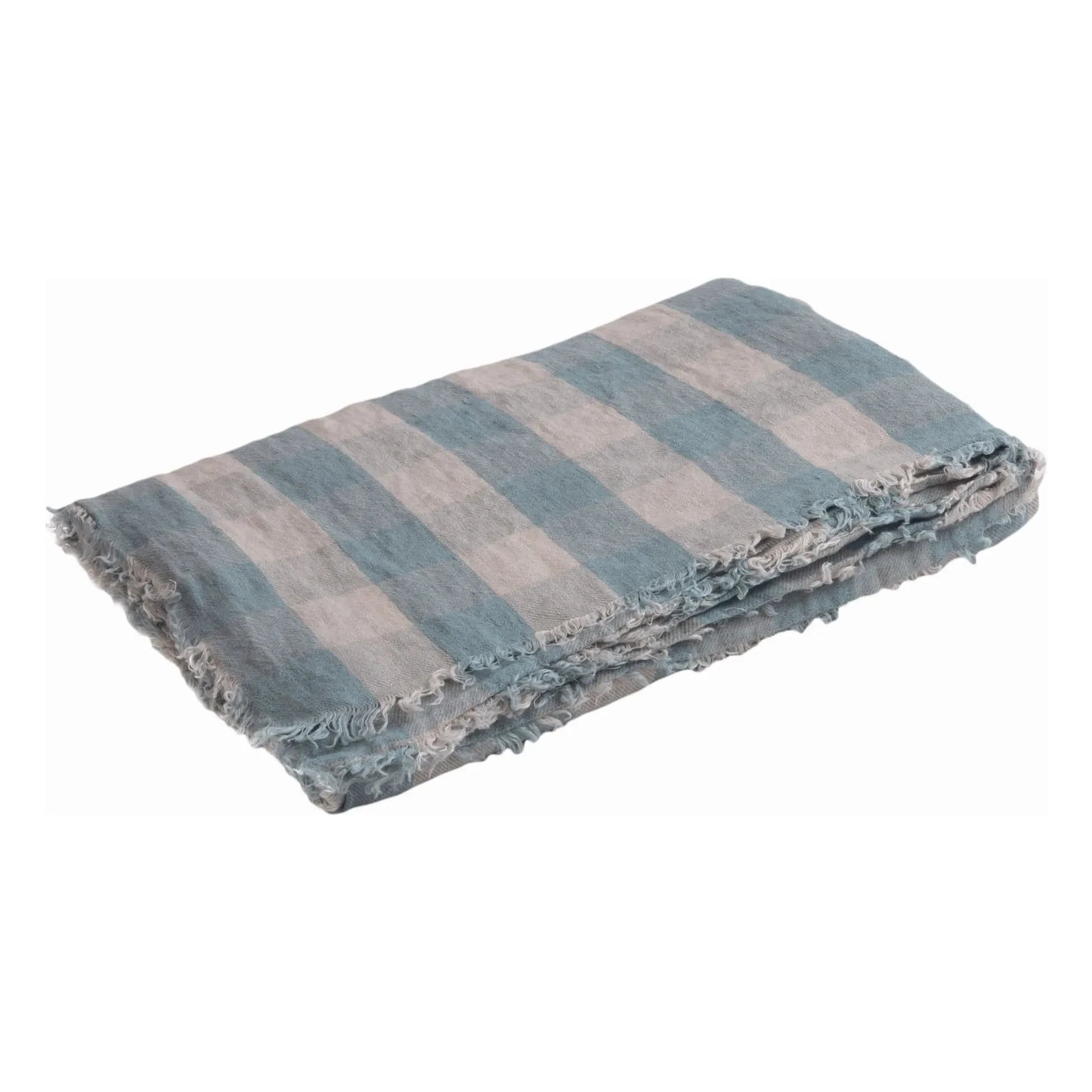 Maison de Vacances - Washed Linen Vichy Cottage Throw | Cloud