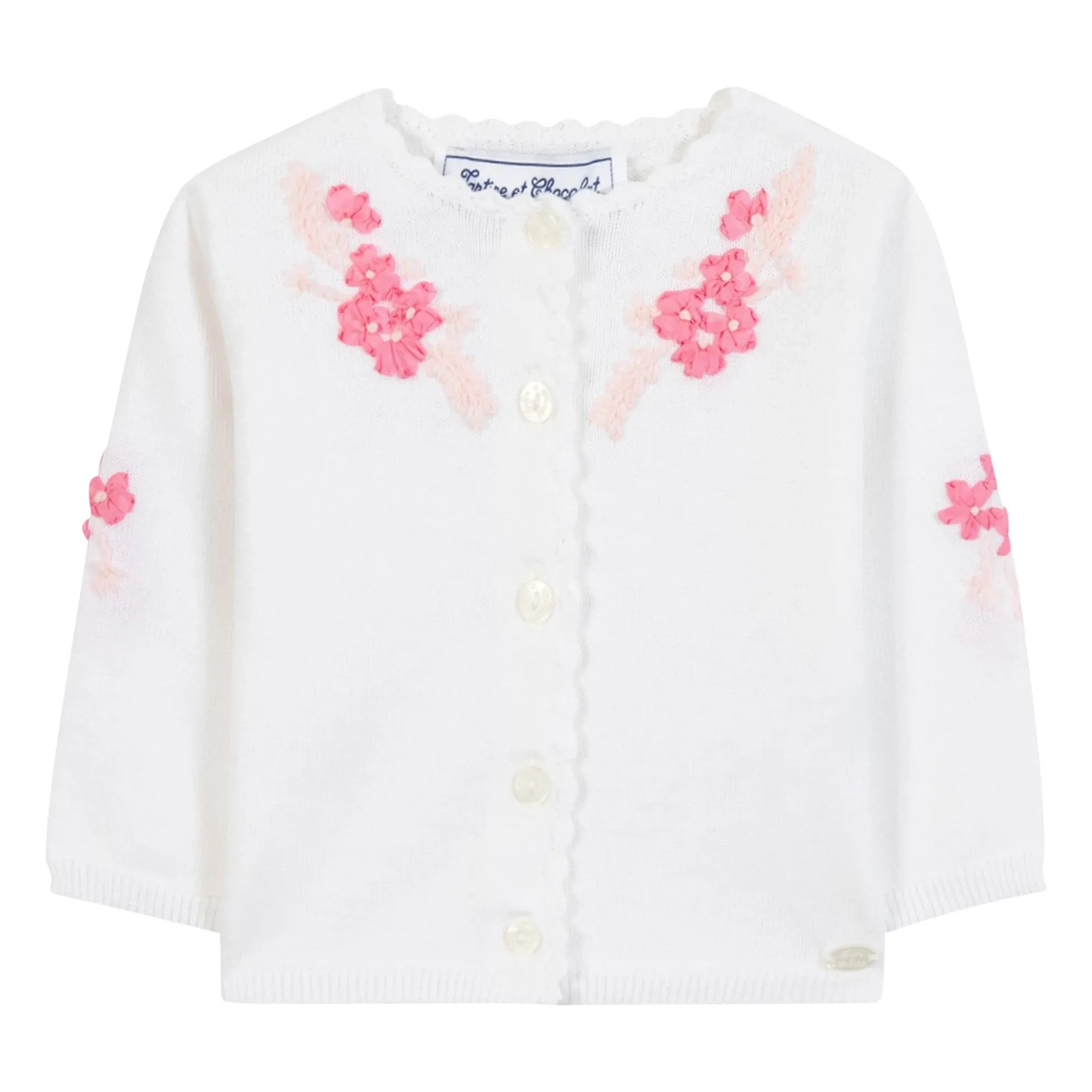 Tartine et Chocolat - Floral Embroidered Cardigan | White
