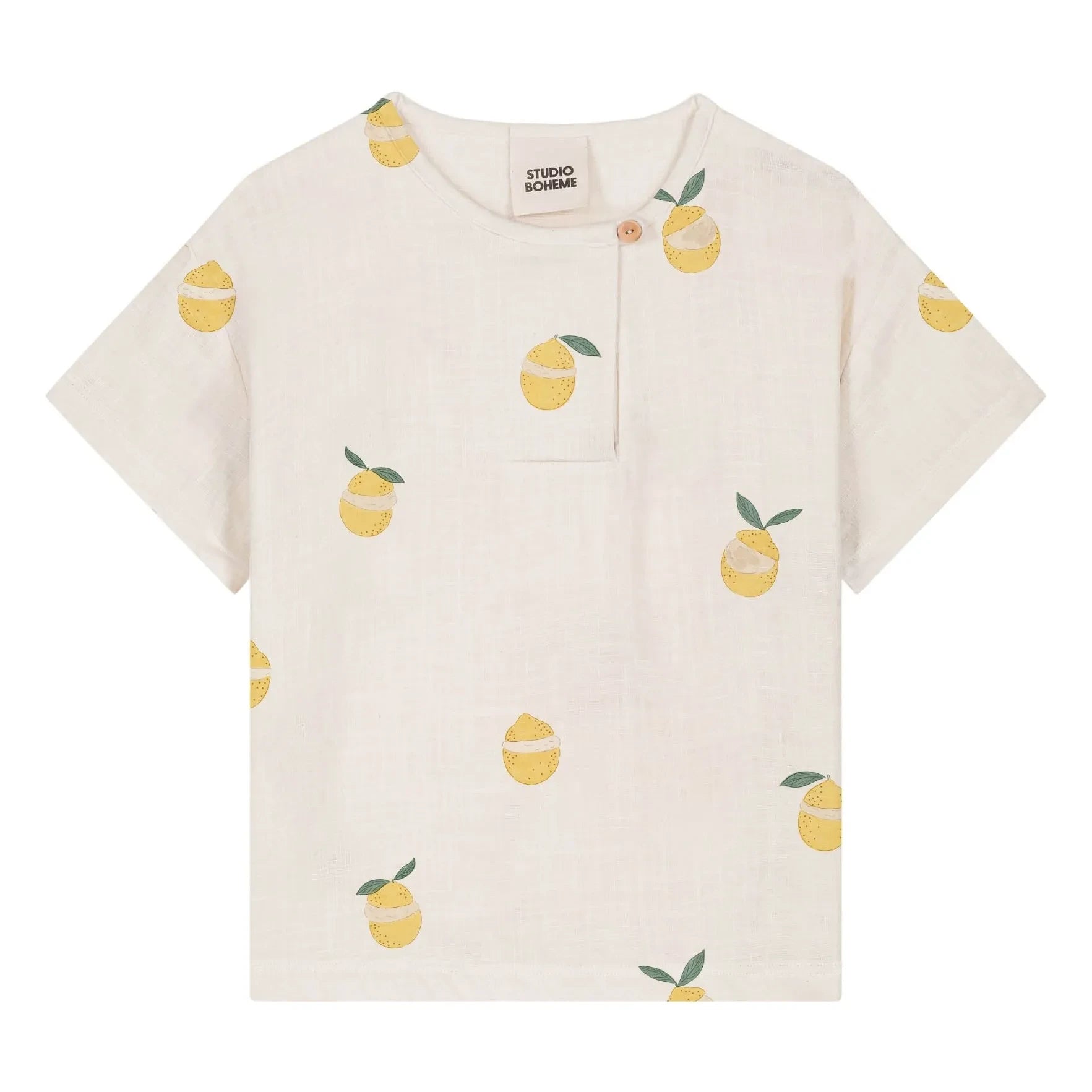 Studio Bohème - Orso T-Shirt with Lemon Organic Cotton Gauze | Off-White