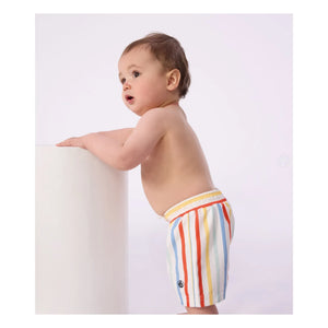 Petit Bateau - Baby Striped Recycled Fiber Swim Shorts | White