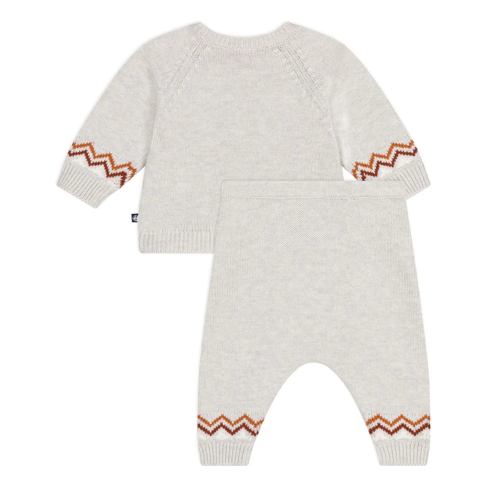 Petit Bateau - P'tit Cœur Wool Sweater and Pants Set | Heather Beige