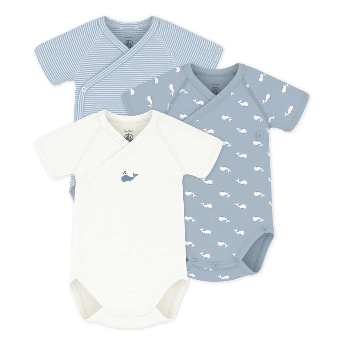 Petit Bateau - Set of 3 Whale Crossbody Bags Organic Cotton | Blue