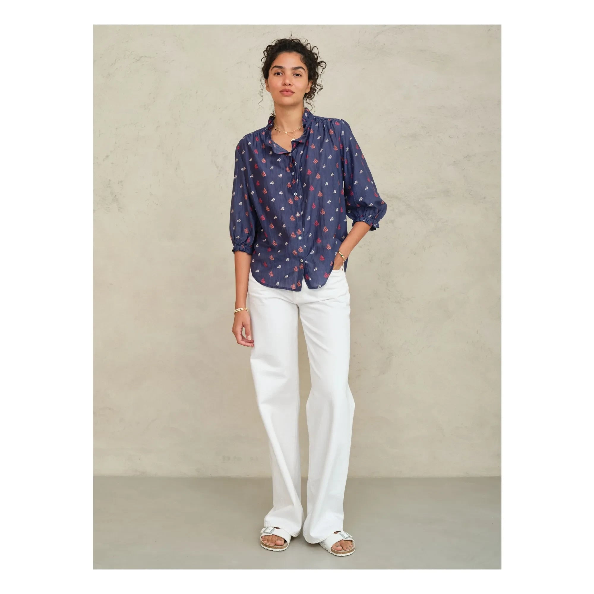 M.A.B.E. - Auden Cotton Blouse | Navy Blue