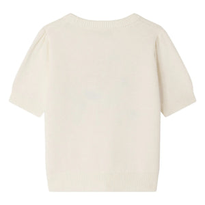 Bonpoint - Elvira Fine Knit T-Shirt Organic Cotton Flowers | Ecru