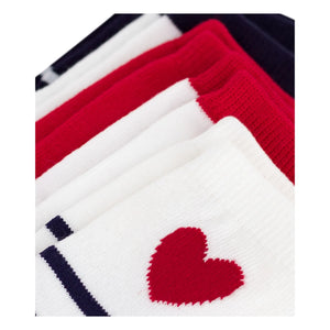 Petit Bateau - 5 Pairs of Striped Heart Socks | Navy