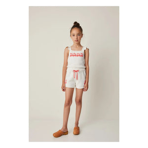 Tocoto Vintage - Short Cherry Pattern Knit | White