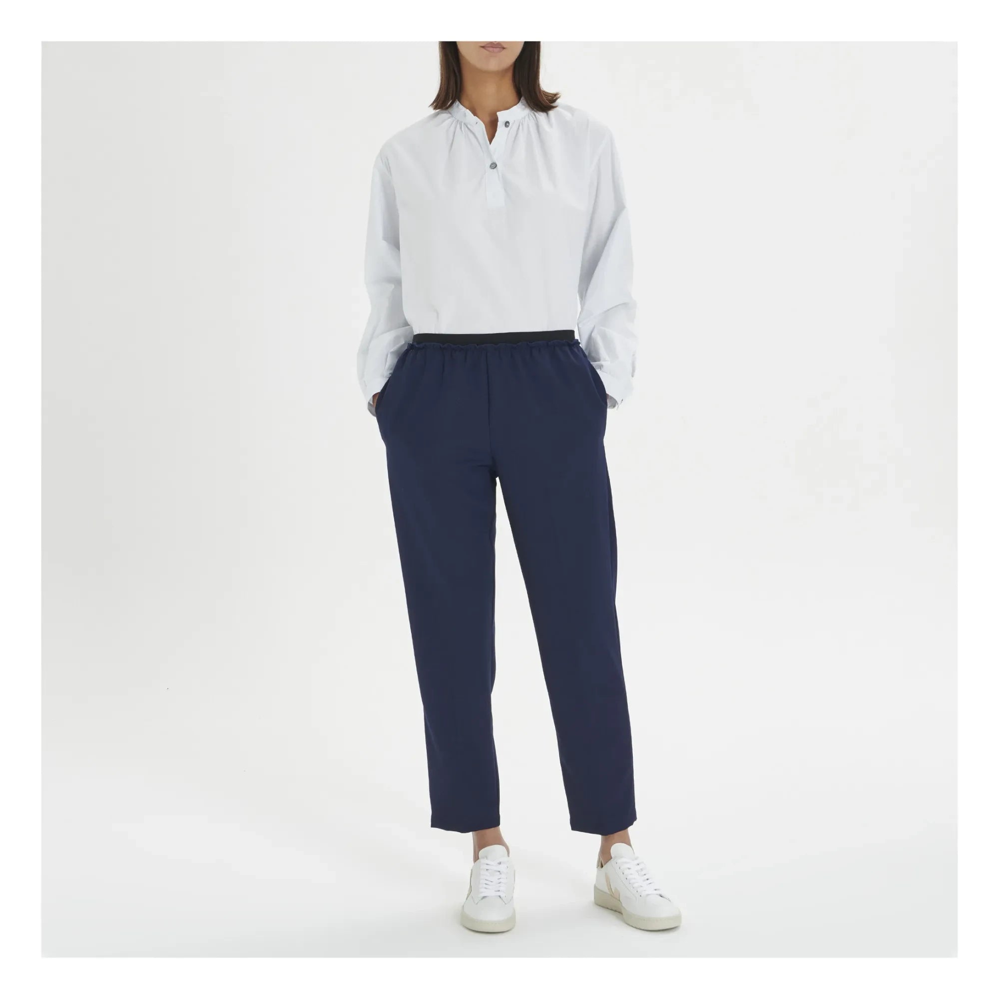 Pomandère - Elastic Wool Pants | Navy Blue