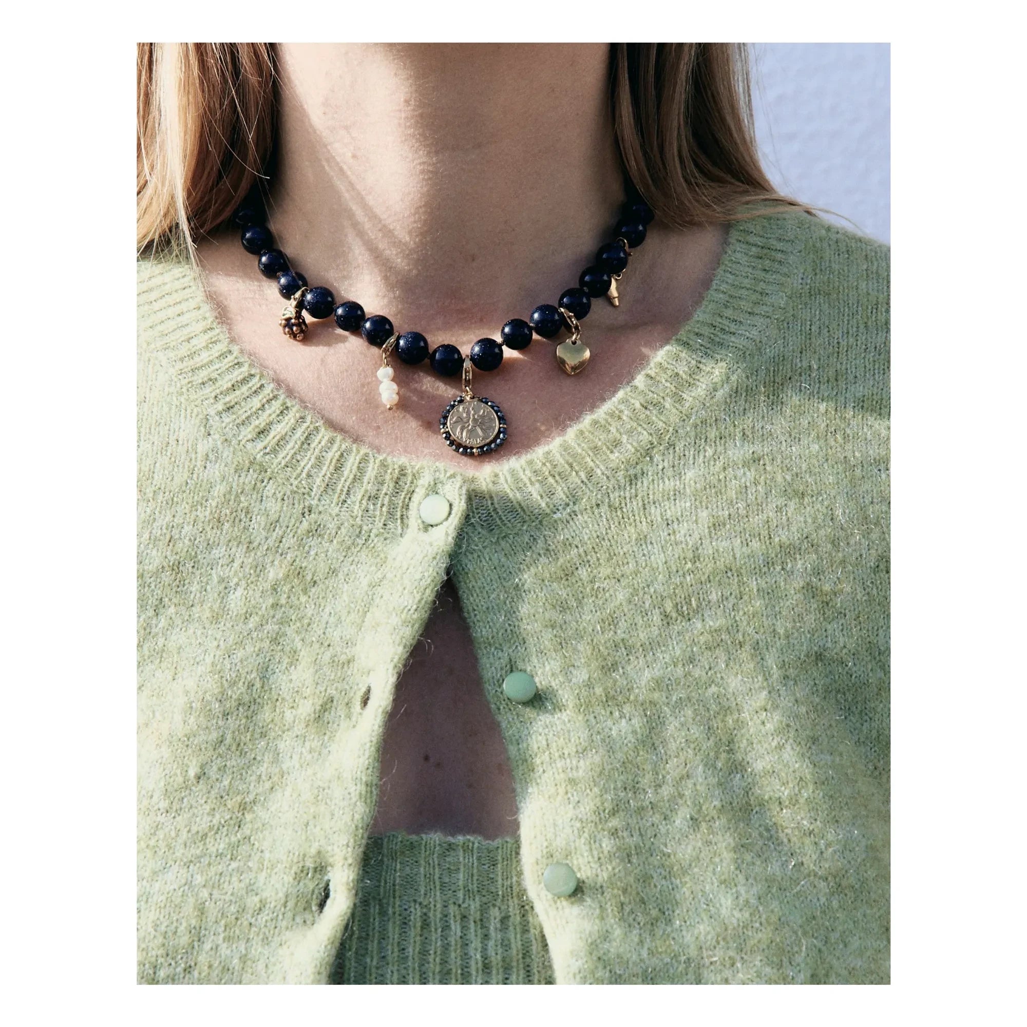 Palas - French Toast Necklace | Blue Black