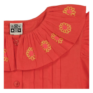Bonton - Nancy Embroidered Collared Blouse | Coral