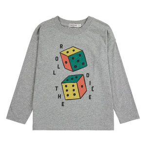 Bobo Choses - Roll The Dice Long Sleeve T-Shirt Organic Cotton | Grey Melange
