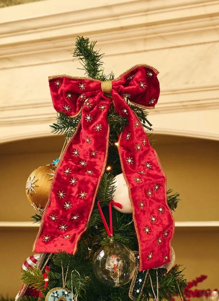 Anna + Nina - Red Luxury Bow Christmas Tree Topper | Red