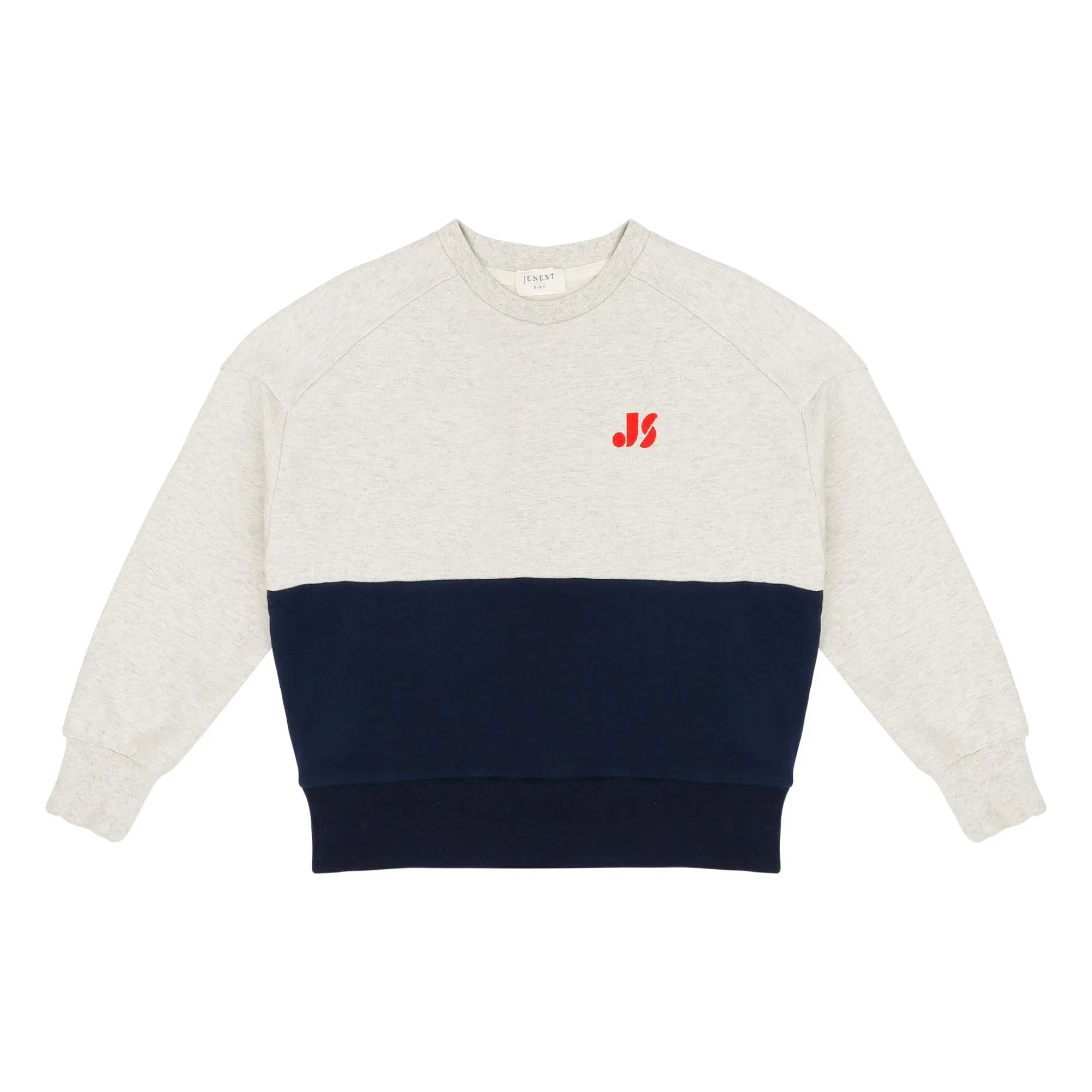 Jenest - Color Block Organic Cotton Sweatshirt | Light Gray