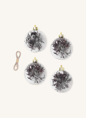 Ferm Living - Flora Glass Christmas Ornaments - Set of 4 | Plum