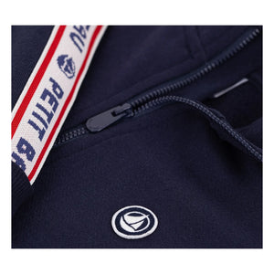 Petit Bateau - Contrast Striped Zip-up Sweatshirt | Night Blue