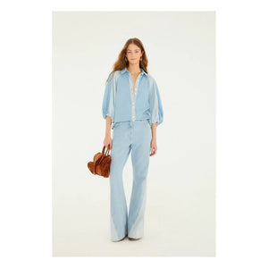 Farm Rio - Two-Tone Denim Blouse | Blue
