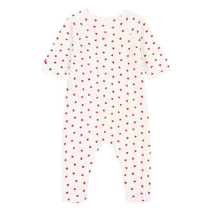 Petit Bateau - Organic Cotton Velvet Heart Pajamas | White