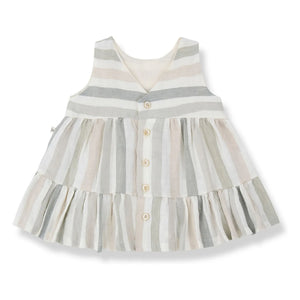 1+ in the family - Striped Linen Calonge Dress | Ecru