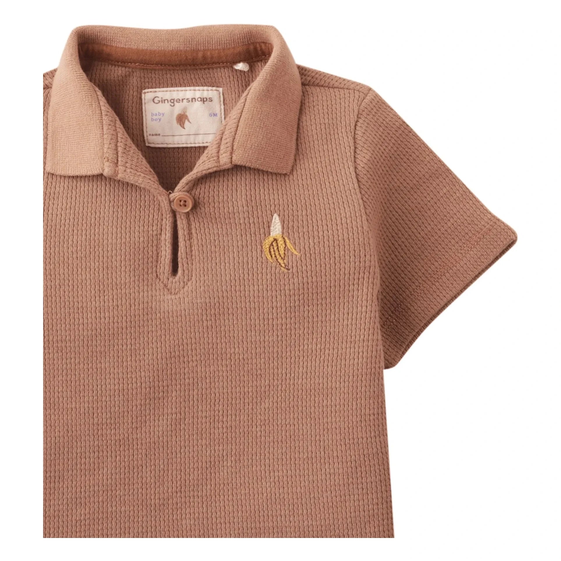 Gingersnaps - Timmy Embroidered Banana Textured Polo | Brown