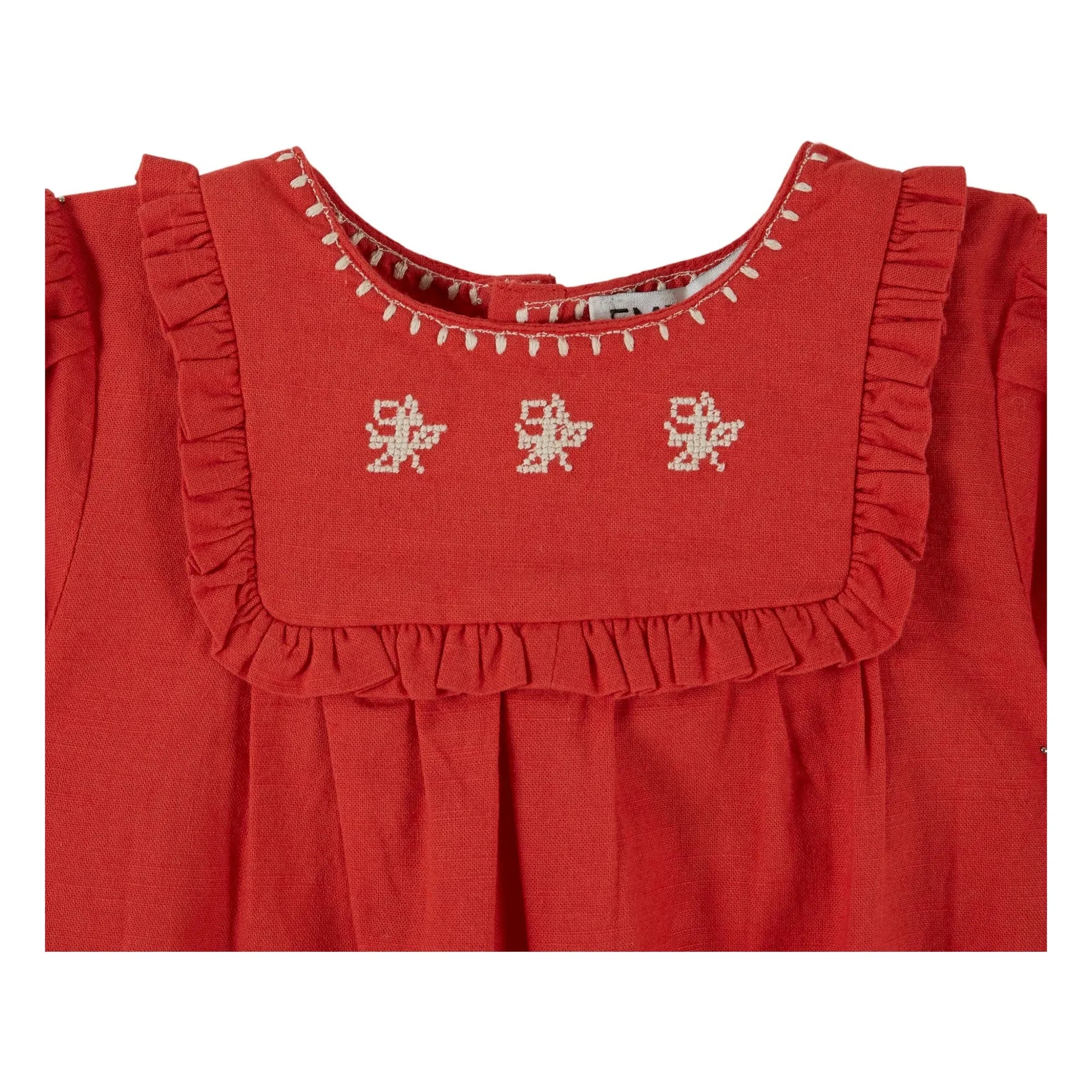 Emile et Ida - Organik pamuk işlemeli tulum | Kırmızı