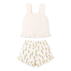 Gingersnaps - Andi Punto Patterned Top and Shorts Set | Ecru