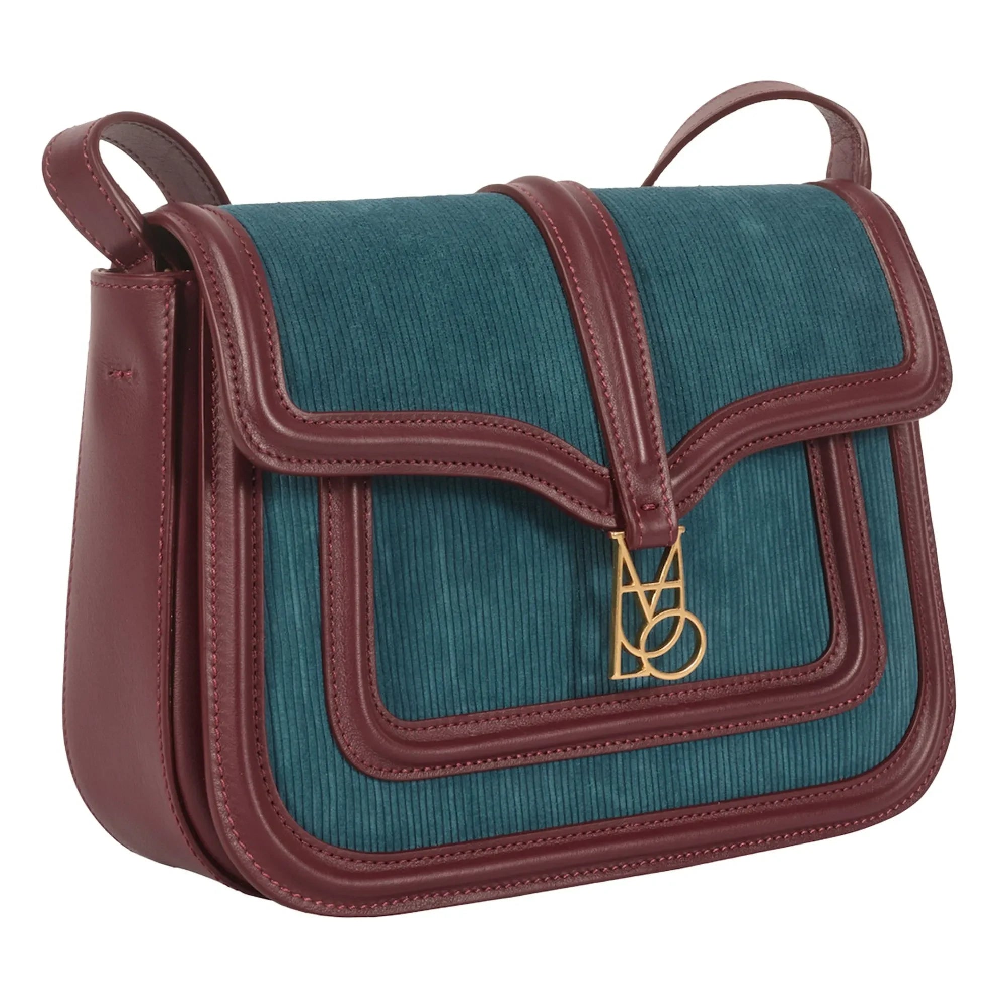 Maria de la Orden - Noah Velvet and Leather Bag | Petrol Blue