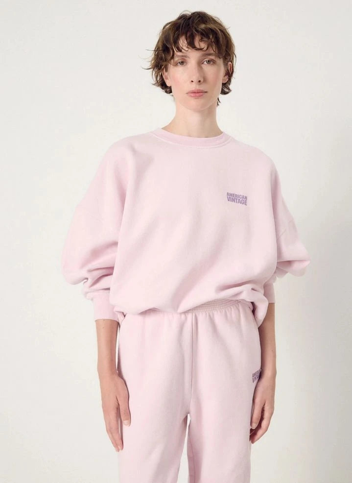 American Vintage - Plizzy Cotton Sweatshirt | Light Pink