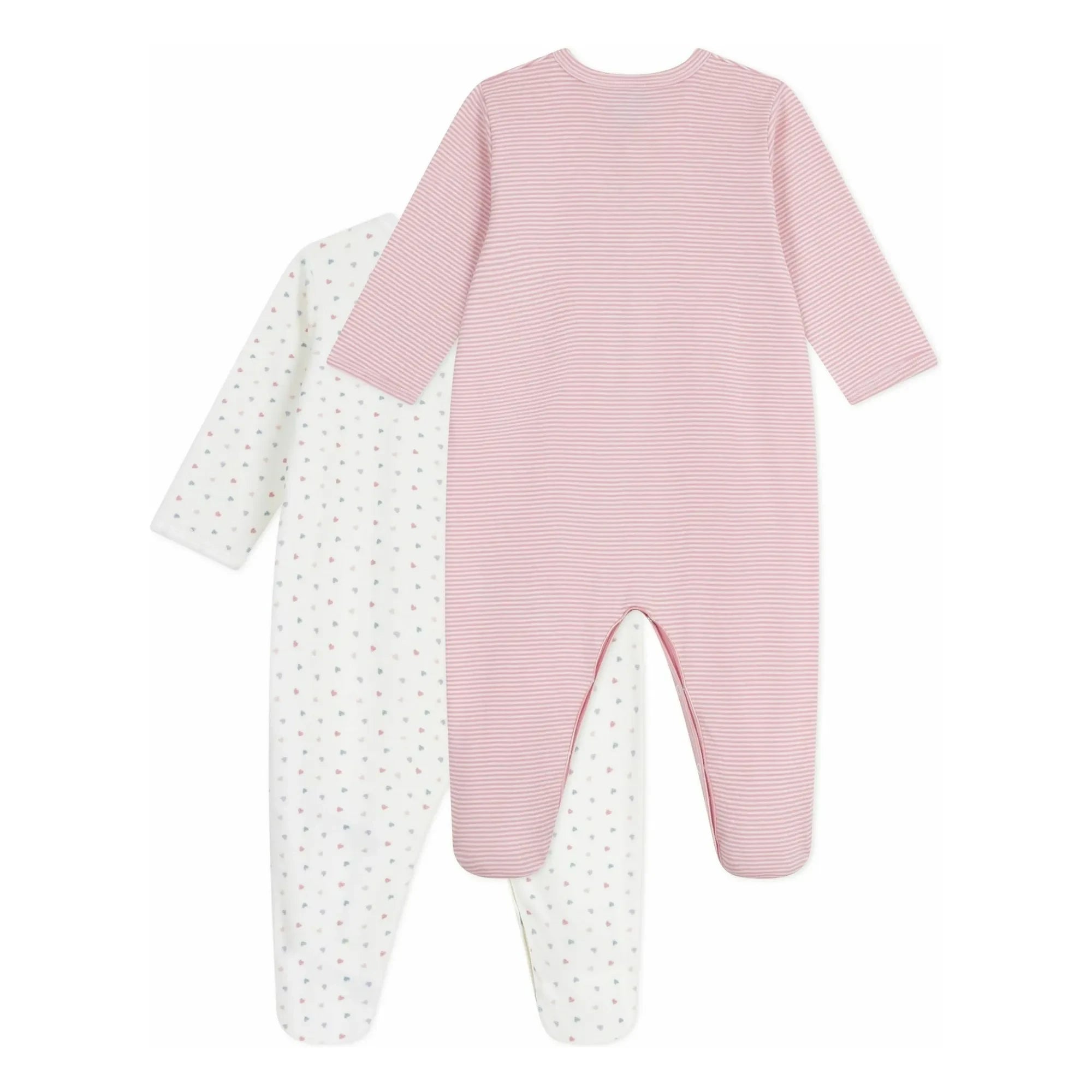 Petit Bateau - 2-Pack Organic Cotton Heart Pajama Set | White