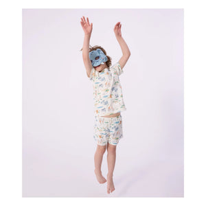 Petit Bateau - Organic Cotton Safari Pajama Shorts and Mask Set | White