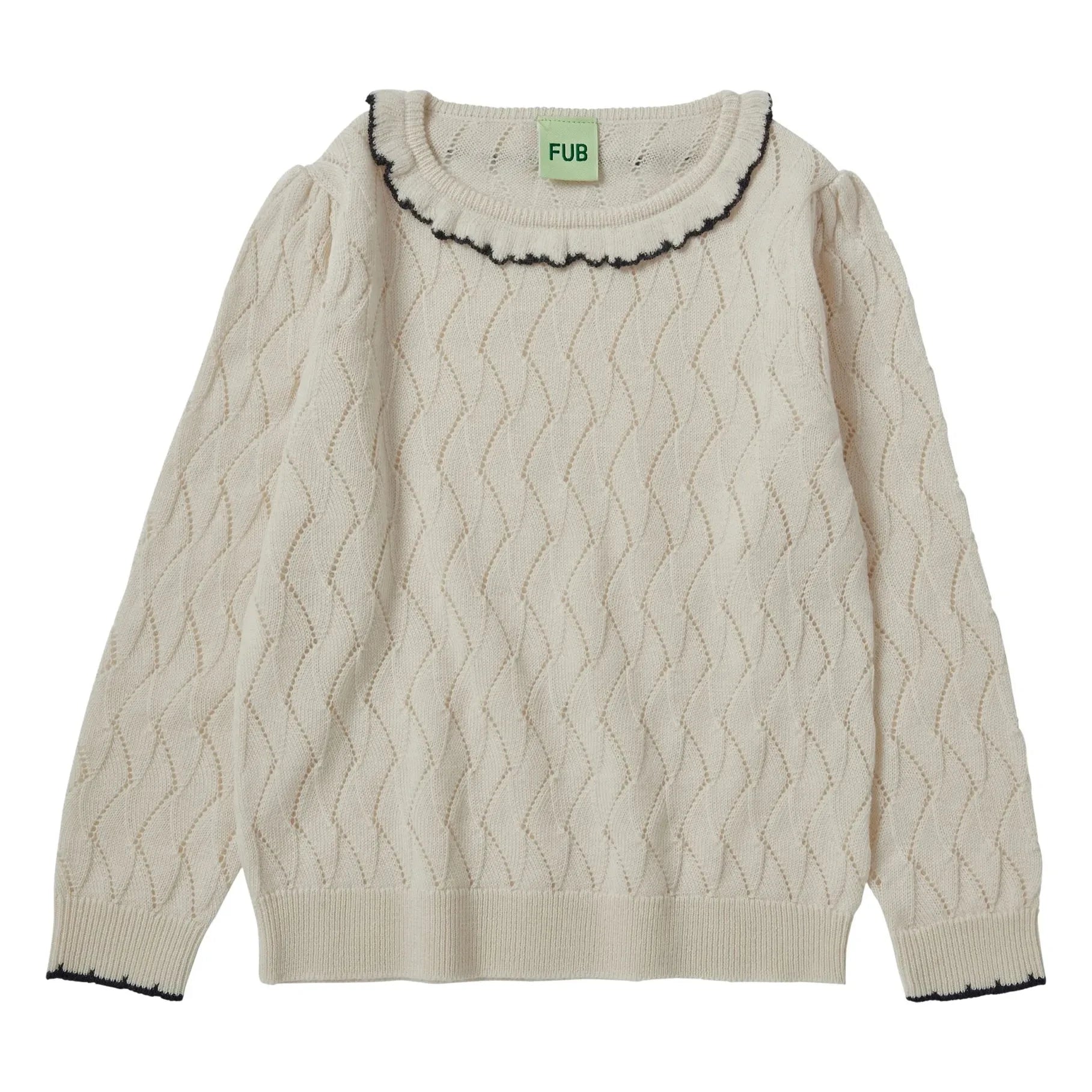 FUB - Pointelle Fine Knit Merino Wool Sweater | Ecru