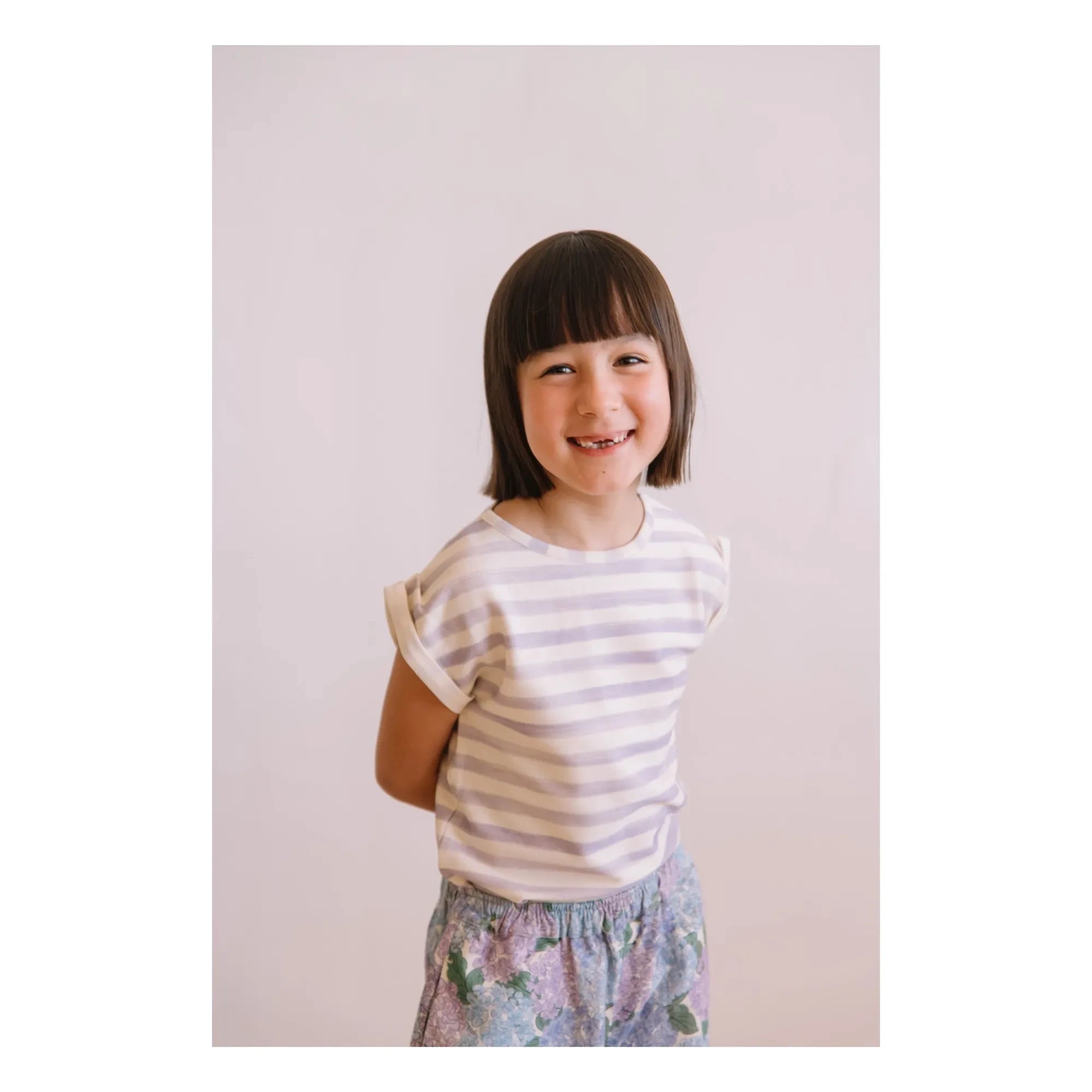 Studio Bohème - Bama Striped Organic Cotton T-Shirt | Lavender