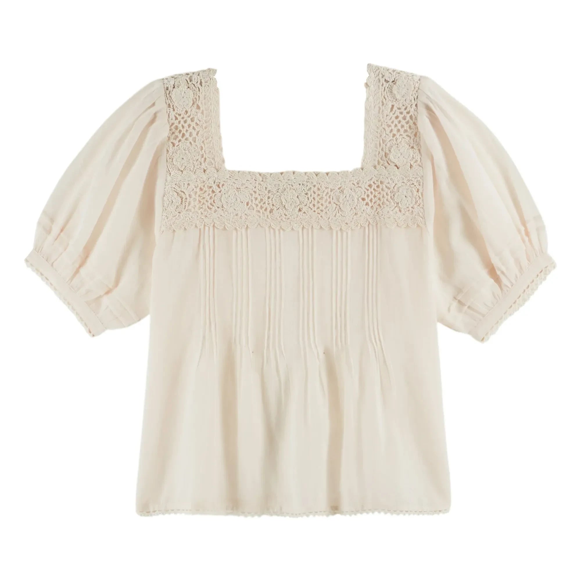 Emile et Ida - Floral Cotton Crochet Blouse | Cream