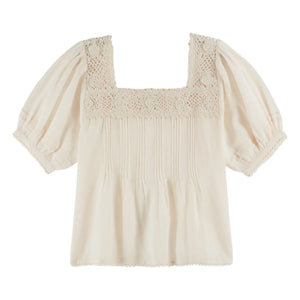Emile et Ida - Floral Cotton Crochet Blouse | Cream