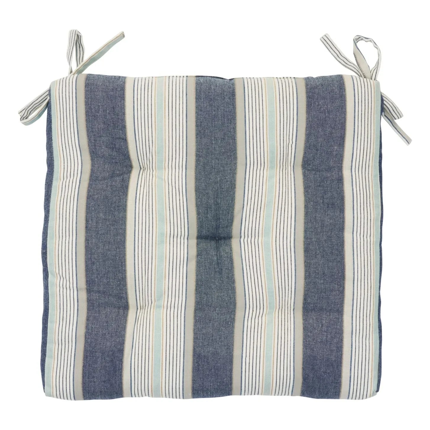 Madam Stoltz - Striped Cotton Chair Cushion | Blue