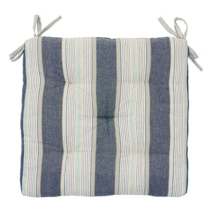 Madam Stoltz - Striped Cotton Chair Cushion | Blue