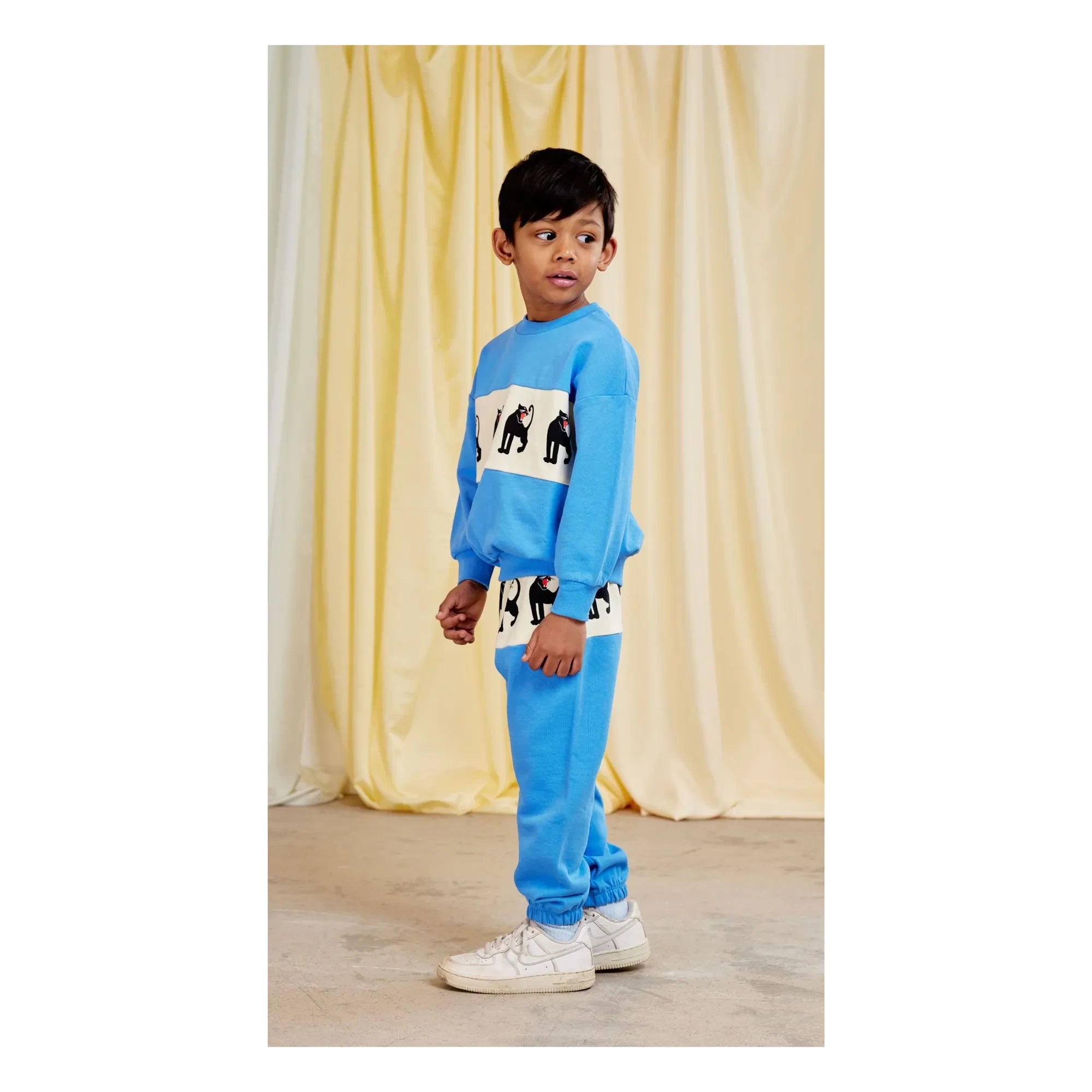 Mini Rodini - Panther Organic Cotton Sweatshirt | Azure Blue