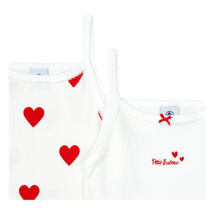 Petit Bateau - 2-Pack Organic Cotton Heart Singlet | White