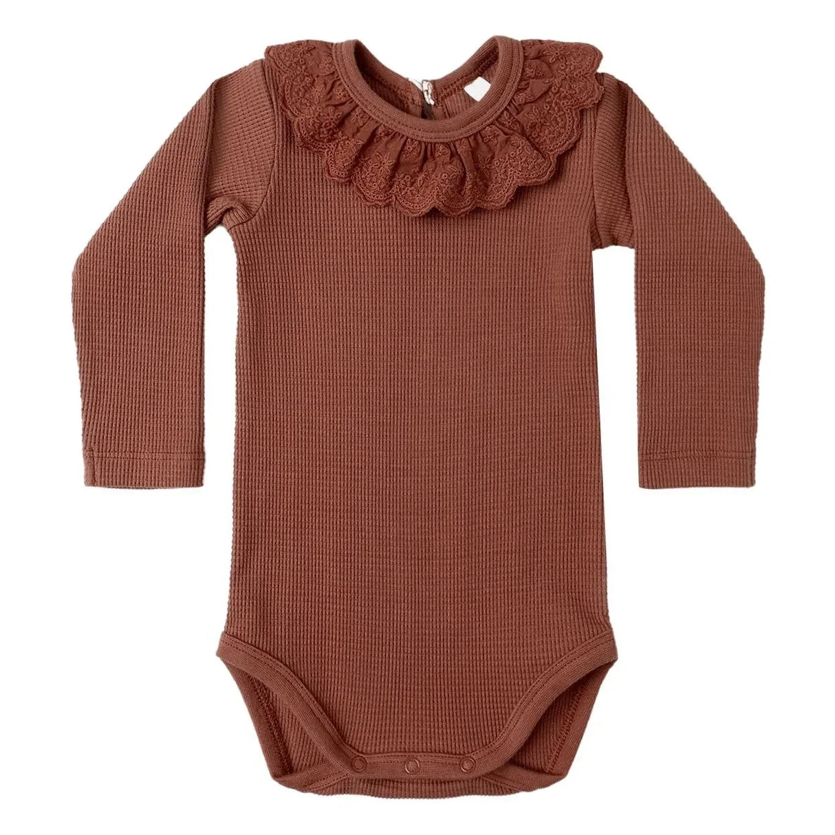 Quincy Mae - Ruffled Turtleneck Bodysuit | Rouge Brun