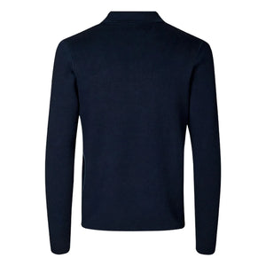 Samsoe Samsoe - Guna Long Sleeve Half-Zip Polo T-Shirt | Navy Blue
