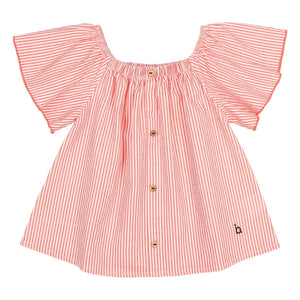 Búho - Striped Seersucker Blouse | Red