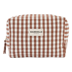 Gabrielle Paris - Gingham Mocha Toiletry Bag | Mocha