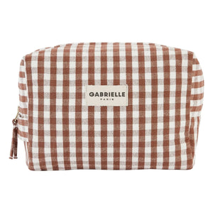 Gabrielle Paris - Gingham Mocha Toiletry Bag | Mocha