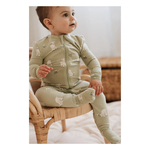 Petit Lem - Organic Cotton and Modal Lamb Leather Convertible Pajamas | Green