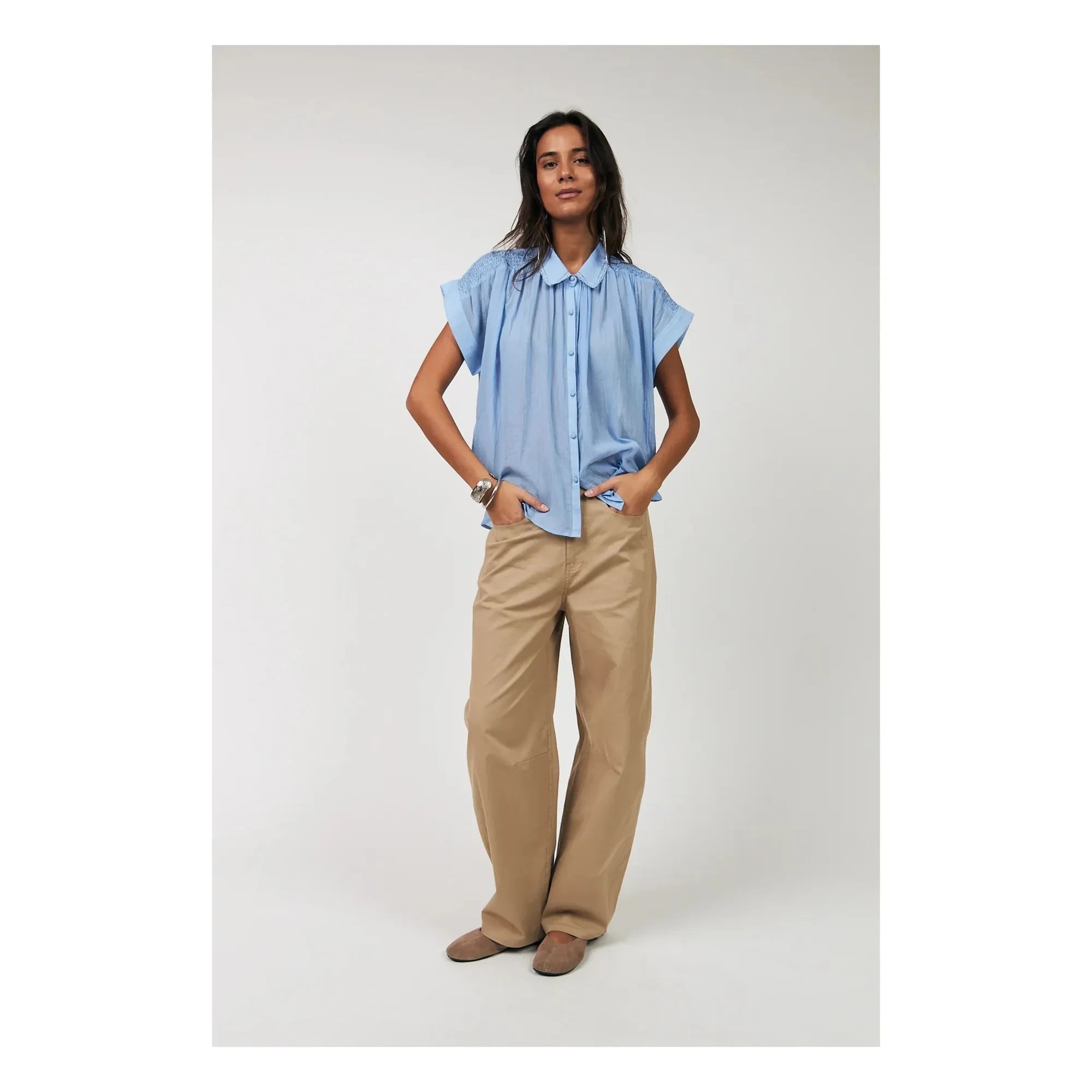 Lollys Laundry - Badal Cotton Blouse | Blue