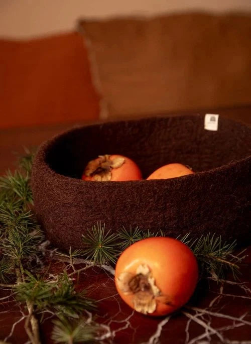 Muskhane - Felt Storage Basket | Mahogany