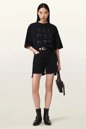 AllSaints women's cotton oversized STACKS T-shirt