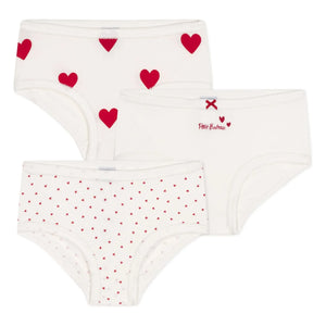 Petit Bateau - 3-Pack Heart High-Waisted Briefs | White