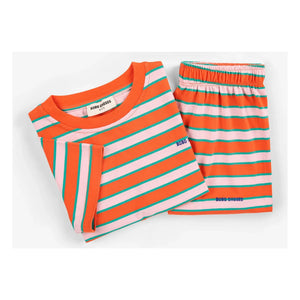 Bobo Choses - Organik pamuklu çizgili tişört ve şort seti | Kırmızı