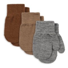Konges Sløjd - 3 Pairs of Filla Wool Gloves | Brown