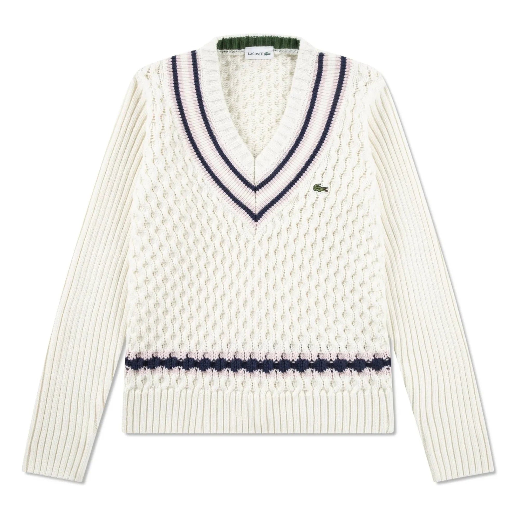 Lacoste - Organic Cotton Cable Knit Sweater | Ecru