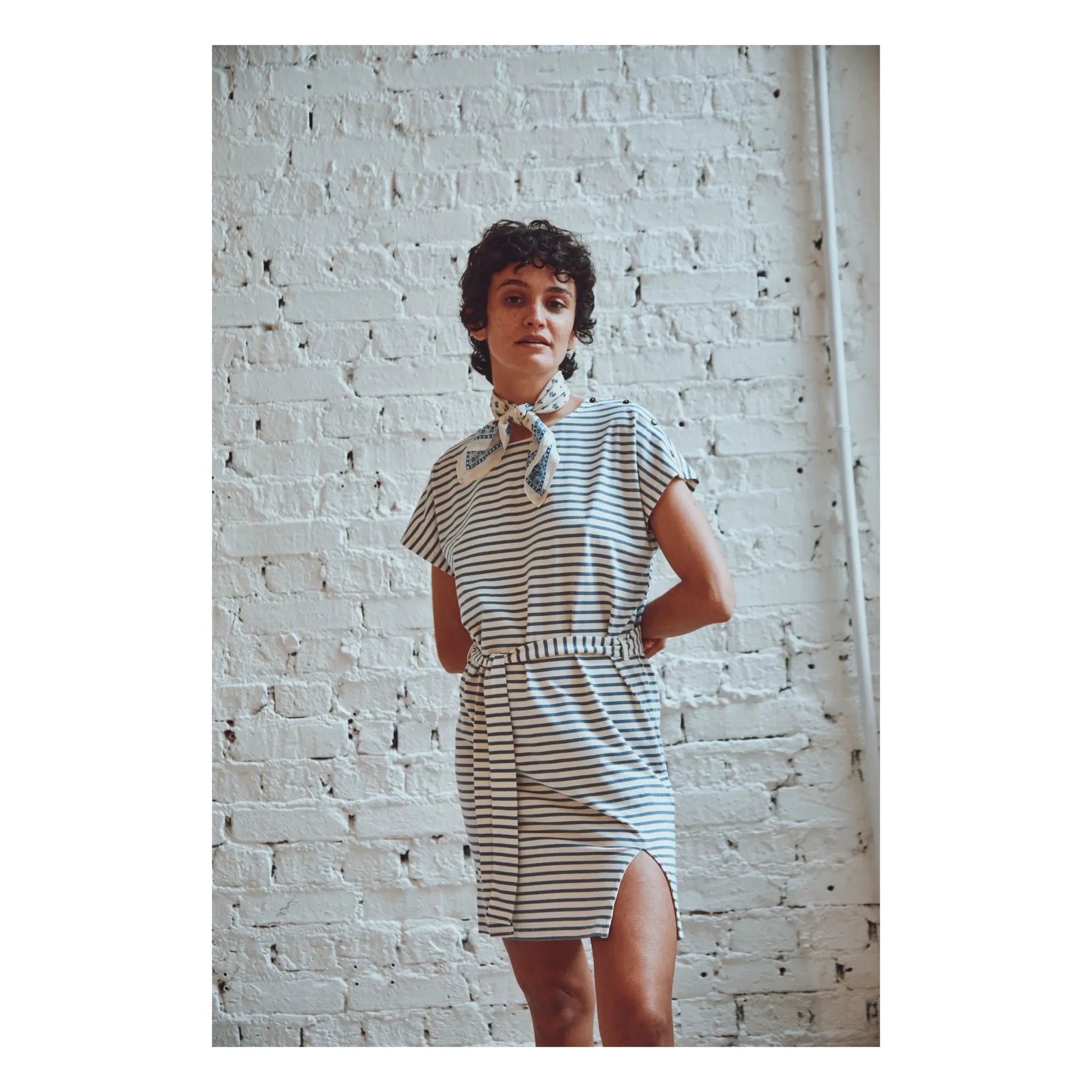 Emile et Ida - Striped Bénédicte Dress Made of Organic Cotton | Blue